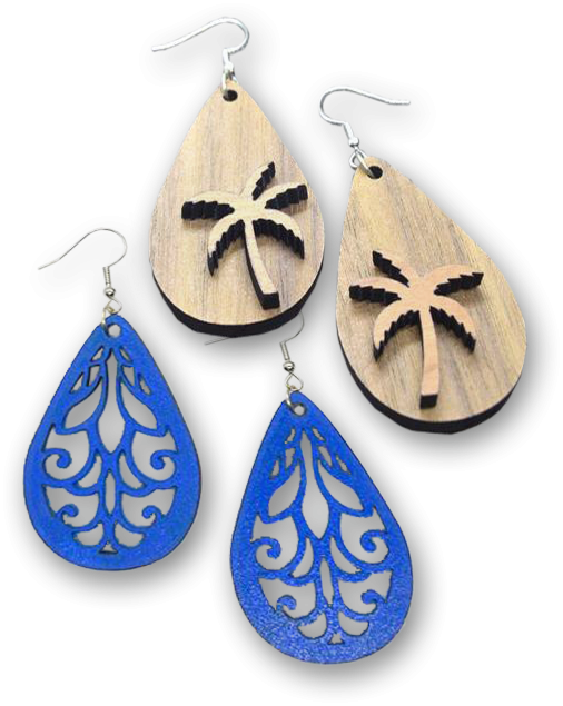 Palm Trees and Scroll Design Earrings