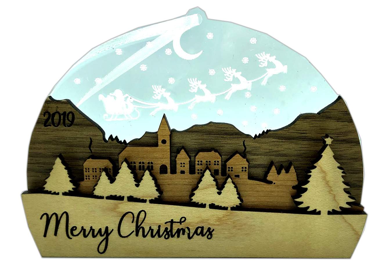 Ornament Snow Globe Village